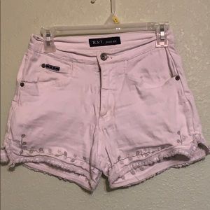 white embroidered high waisted shorts